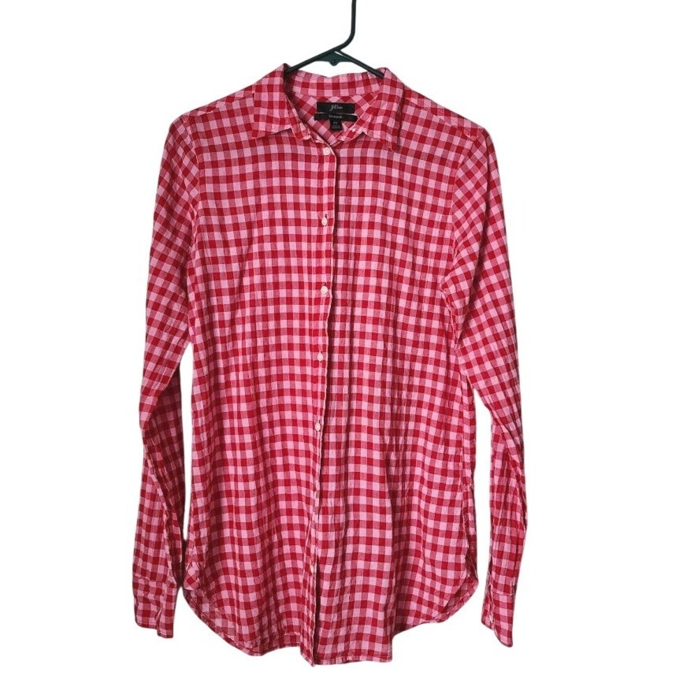 J.CREW Classic Fit Boy Shirt Pink Red Gingham Preppy Cottagecore‎ Size 2T